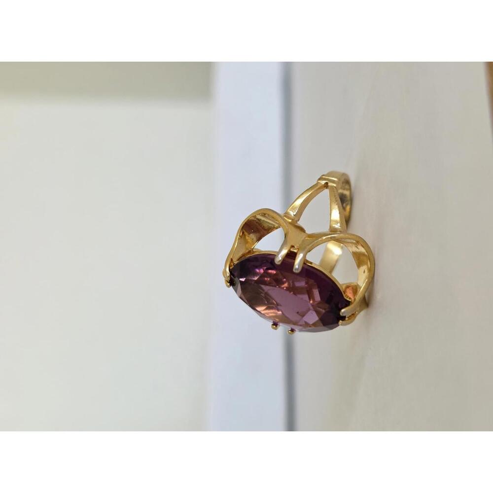 VARGAS 18K Gold-Filled Amethyst Glass Cocktail Ring – Size 6